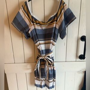 Tommy Hilfiger Blue and Tan Striped Mini Dress